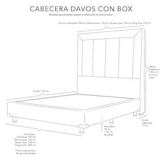 Foto 7 | Cabecera Dicasa Davos Color Negro Matrimonial + Box Dicasa Color Negro Matrimonial