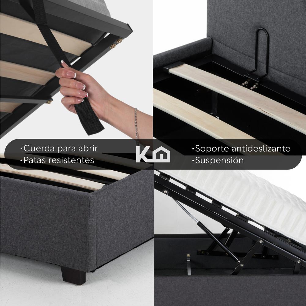 Foto 8 pulgar | Base Cama Abatible Madera + Colchón Premium Individual