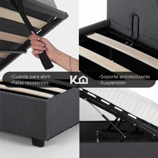 Foto 7 | Base Cama Abatible Madera + Colchón Premium Individual