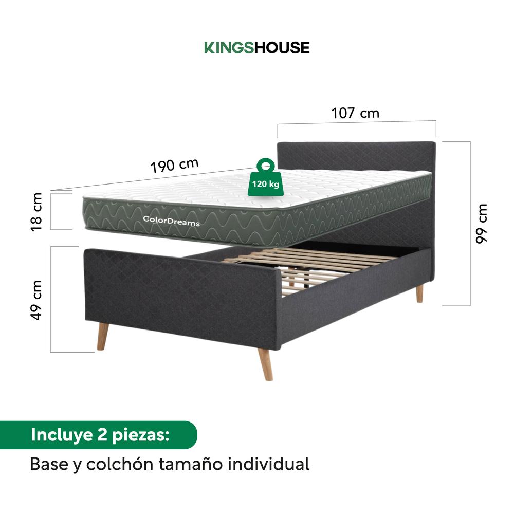 Foto 5 pulgar | Base Cama Con Cabecera + Colchón Memory En Caja Individual