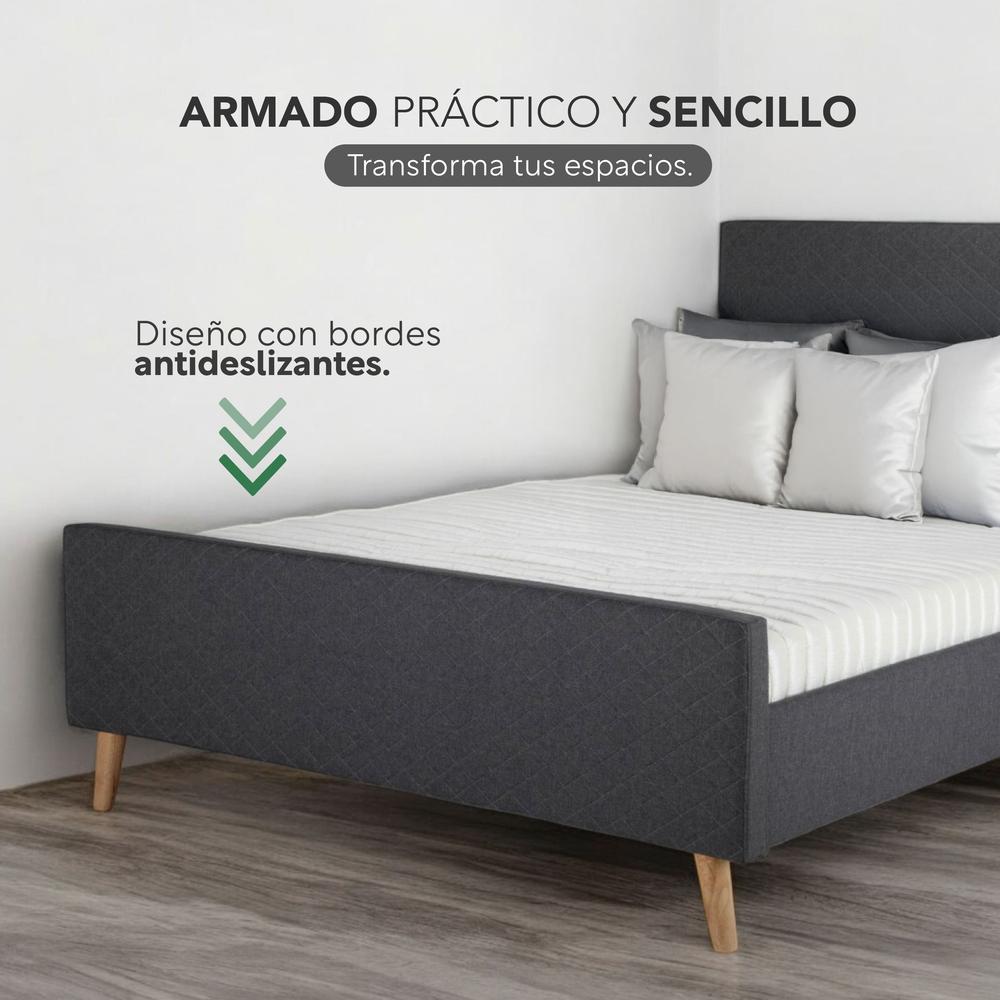 Foto 6 | Base Cama Con Cabecera + Colchón Memory En Caja Individual
