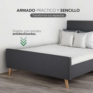 Foto 6 | Base Cama Con Cabecera + Colchón Memory En Caja Individual