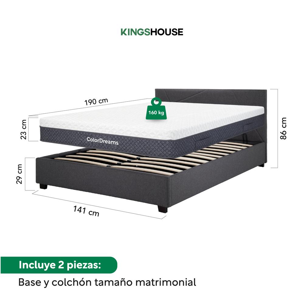 Foto 5 pulgar | Base Cama Abatible Madera + Colchón Premium Matrimonial