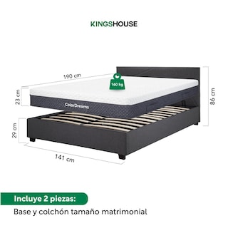 Foto 4 | Base Cama Abatible Madera + Colchón Premium Matrimonial