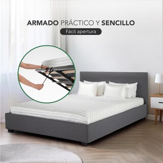Foto 5 | Base Cama Abatible Madera + Colchón Premium Matrimonial