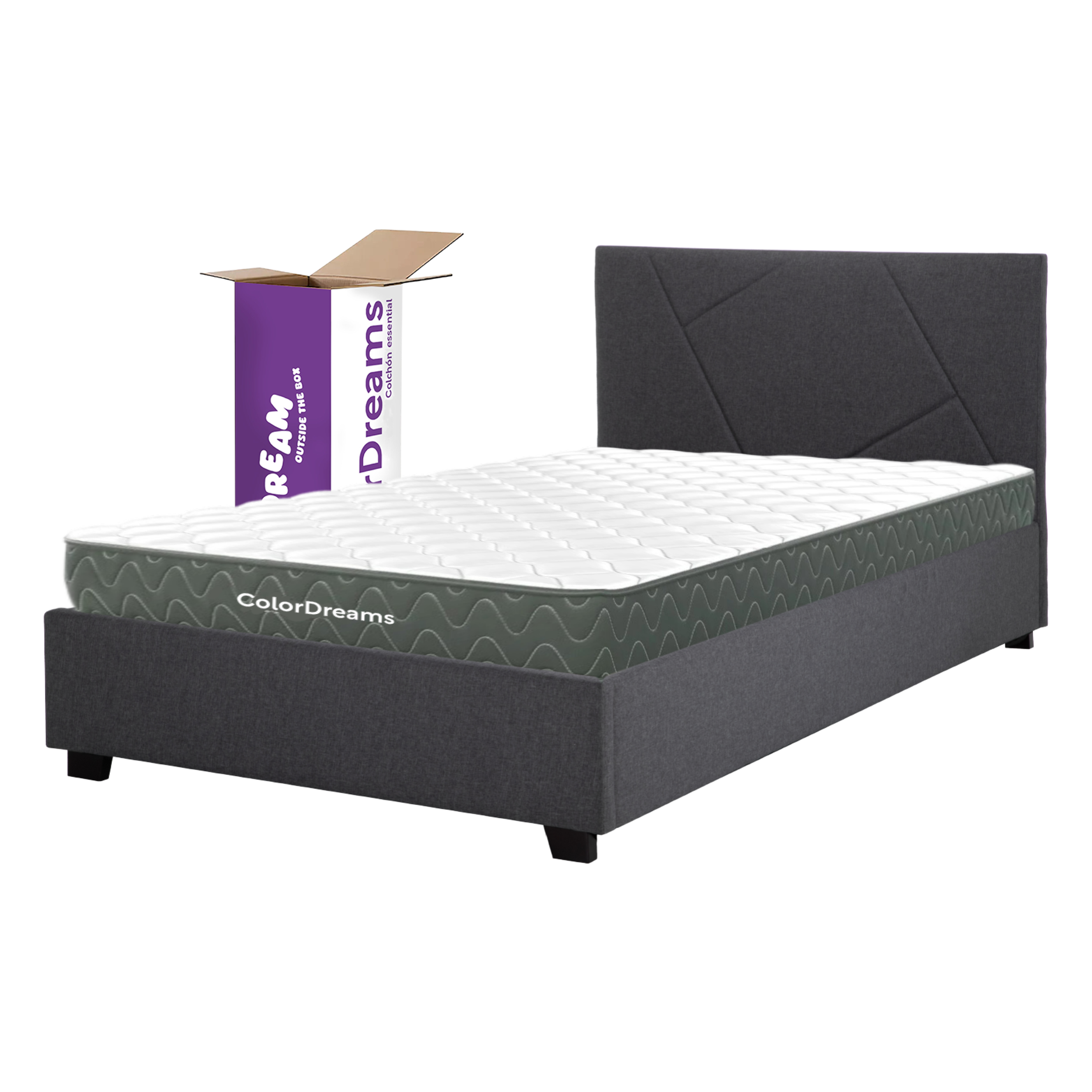 Base Cama Abatible Madera Colchón Memory En Caja Individual