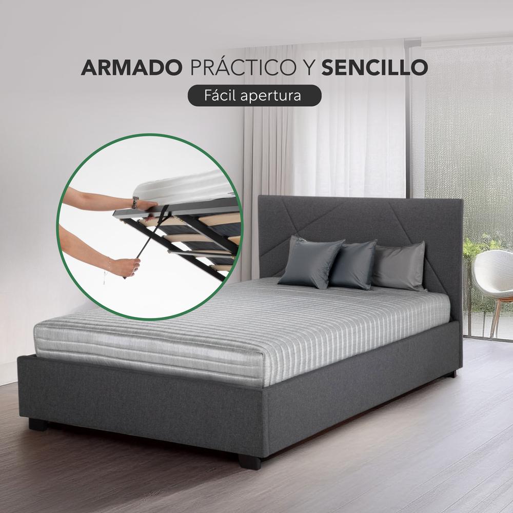 Foto 5 pulgar | Base Cama Abatible Madera Colchón Memory En Caja Individual