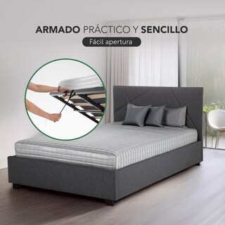 Foto 4 | Base Cama Abatible Madera Colchón Memory En Caja Individual