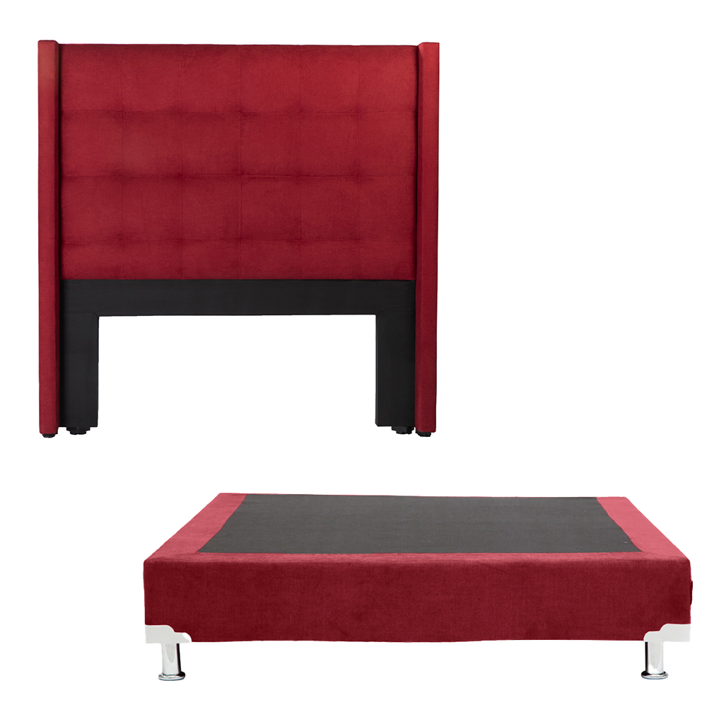 Cabecera Dicasa Titan Color Rojo Queen Size + Box Dicasa Color Rojo Queen Size