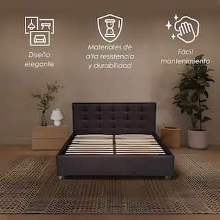 Foto 3 | Ilios Innova | Base Cama Ilios Innova Matrimonial Con Cabecera Color Negro