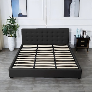 Foto 4 | Ilios Innova | Base Con Cabecera Cama-pd054 De Madera King Lino Color Negro