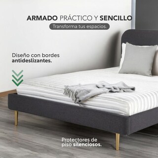 Foto 3 | Base Cama Metal Madera + Colchón Premium Individual