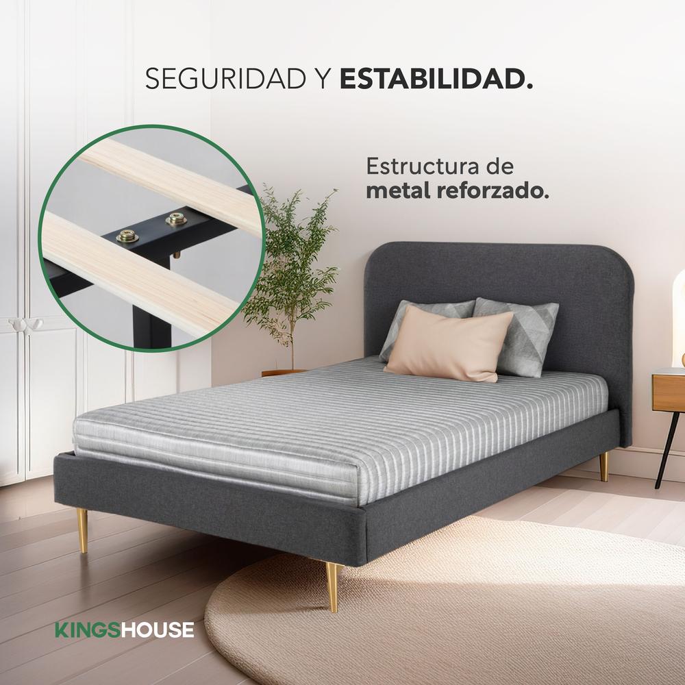 Foto 6 pulgar | Base Cama Metal Madera + Colchón Premium Individual