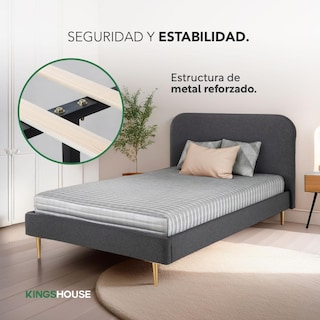 Foto 5 | Base Cama Metal Madera + Colchón Premium Individual