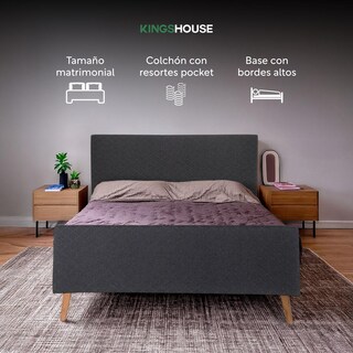 Foto 2 | Base Cama Con Bordes Altos + Colchón Resortes Matrimonial