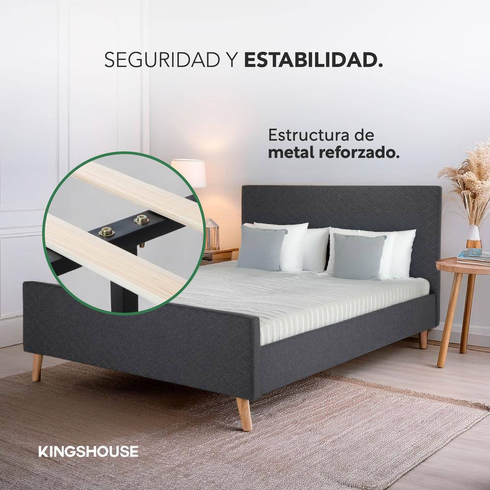 Foto 6 pulgar | Base Cama Con Bordes Altos + Colchón Resortes Matrimonial