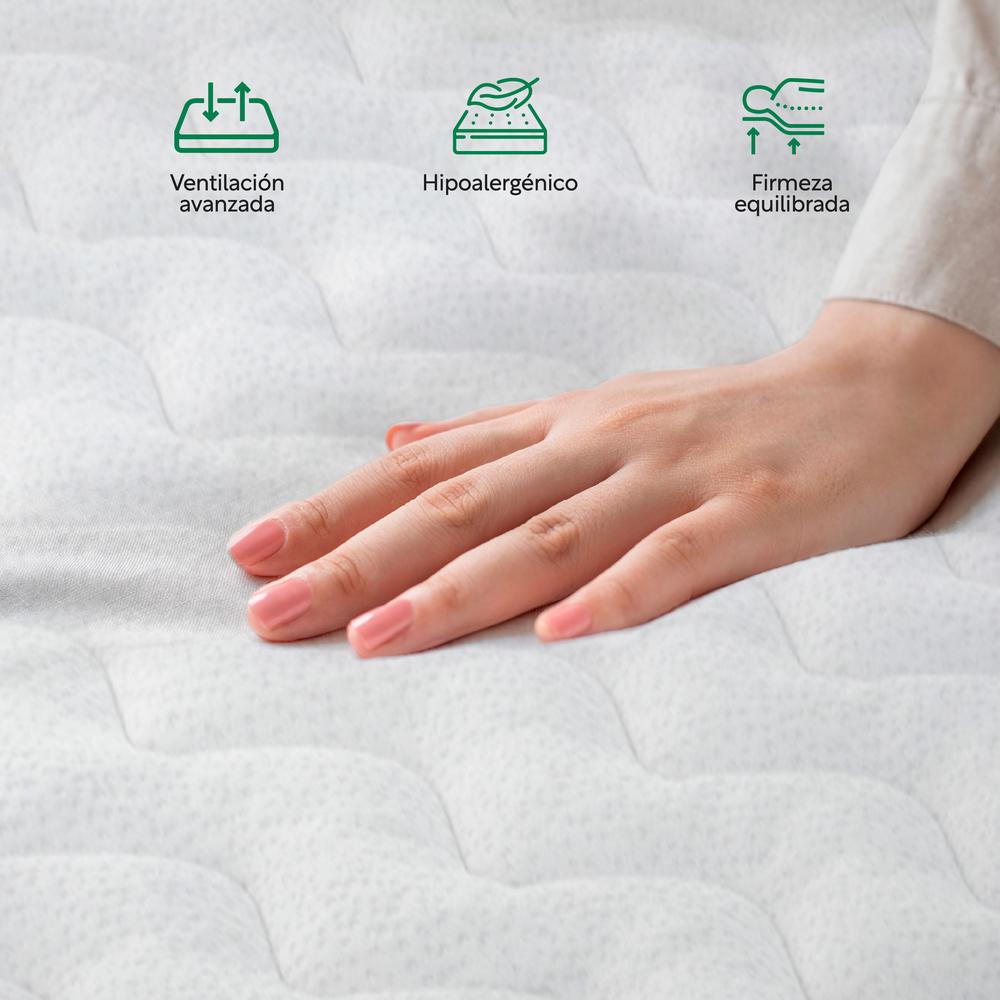 Foto 7 pulgar | Base Cama Con Bordes Altos + Colchón Resortes Matrimonial