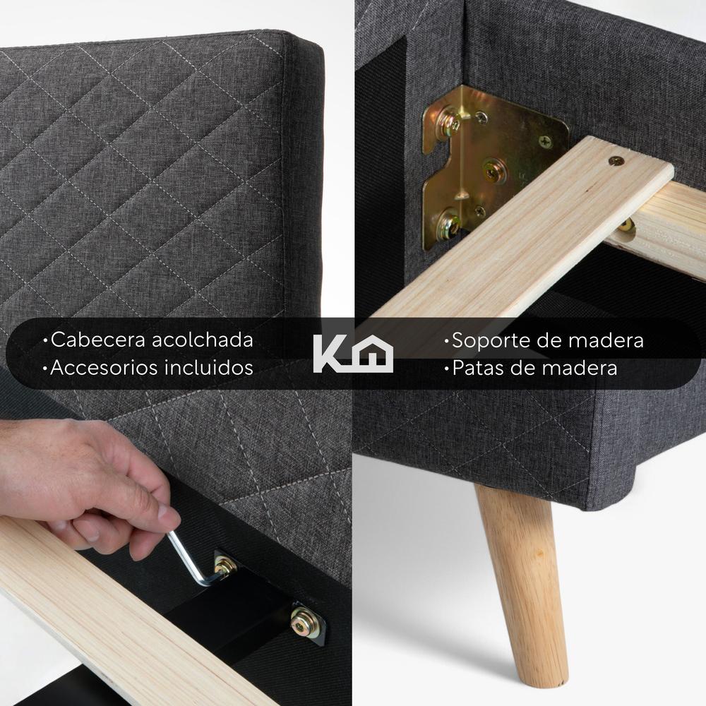 Foto 8 pulgar | Base Cama Con Bordes Altos + Colchón Resortes Matrimonial