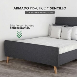 Foto 3 | Base Cama Con Bordes Altos + Colchón Con Resortes Individual