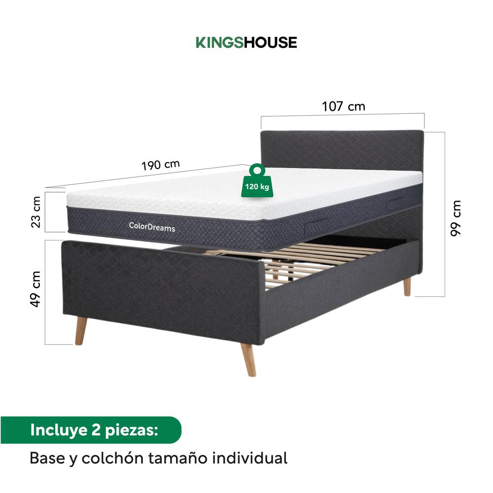 Foto 5 pulgar | Base Cama Con Bordes Altos + Colchón Premium Individual