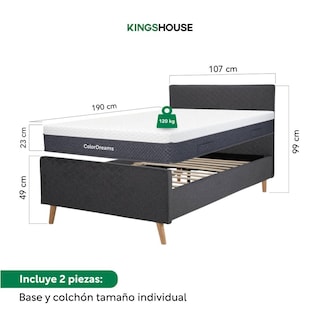 Foto 4 | Base Cama Con Bordes Altos + Colchón Premium Individual