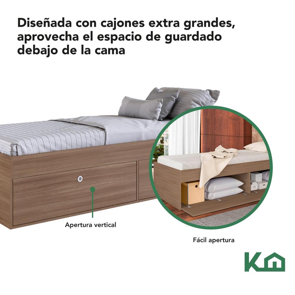 Foto 4 pulgar | Base Cama Individual Con Cajones Kingshouse Recamara