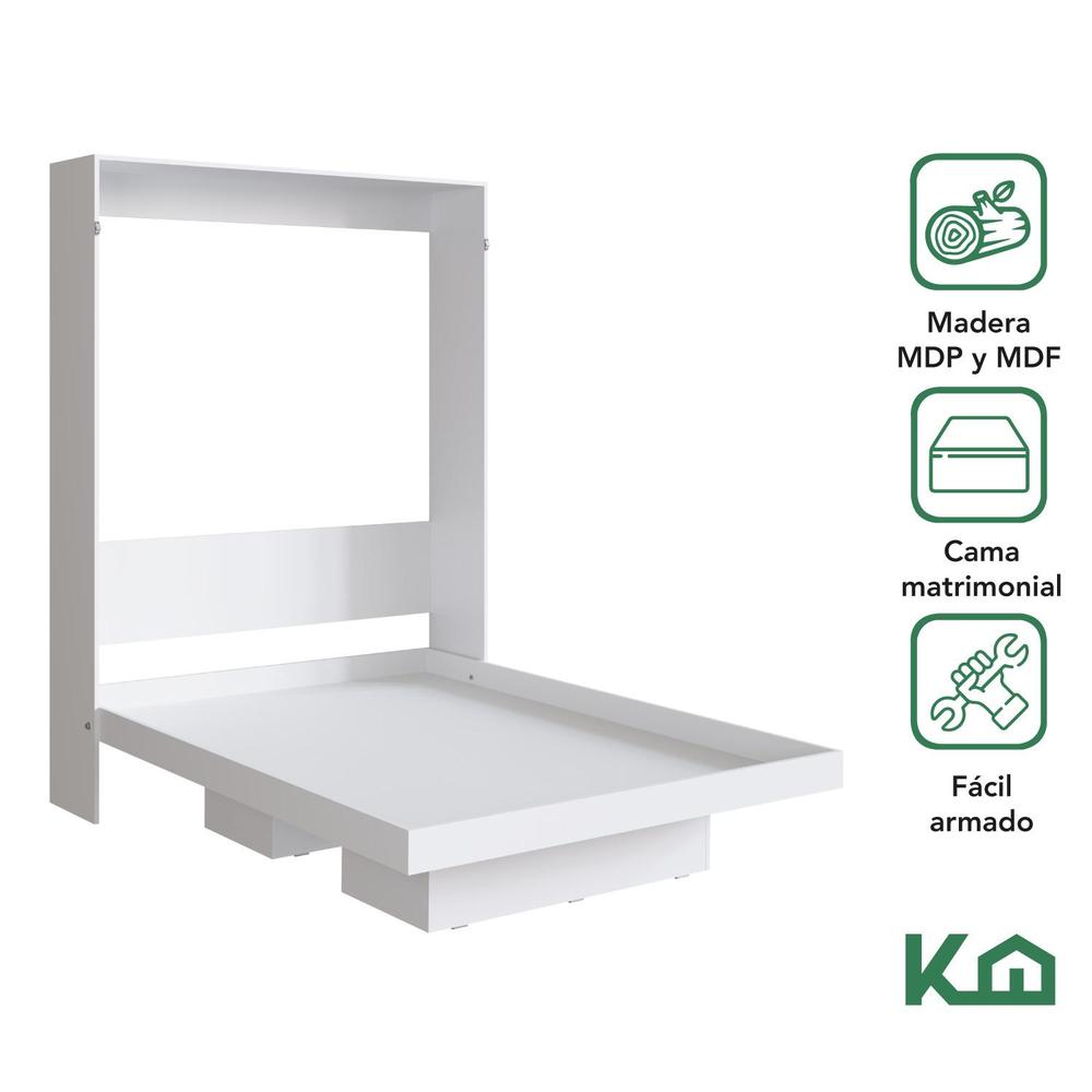 Foto 3 pulgar | Base Cama Matrimonial Abatible Blanca Kingshouse Desmontable