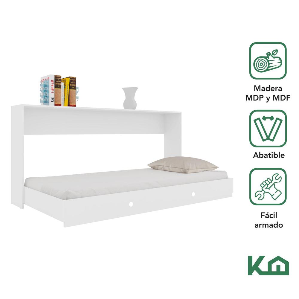 Foto 3 pulgar | Base Cama Individual Abatible Blanca Kingshouse Desmontable