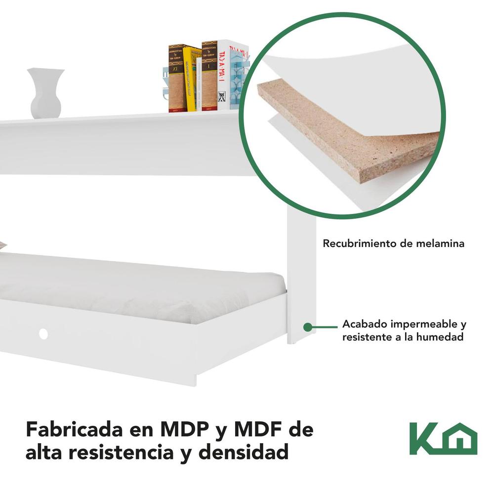 Foto 5 pulgar | Base Cama Individual Abatible Blanca Kingshouse Desmontable