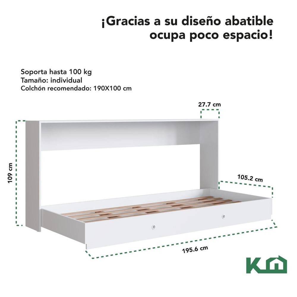Foto 6 pulgar | Base Cama Individual Abatible Blanca Kingshouse Desmontable