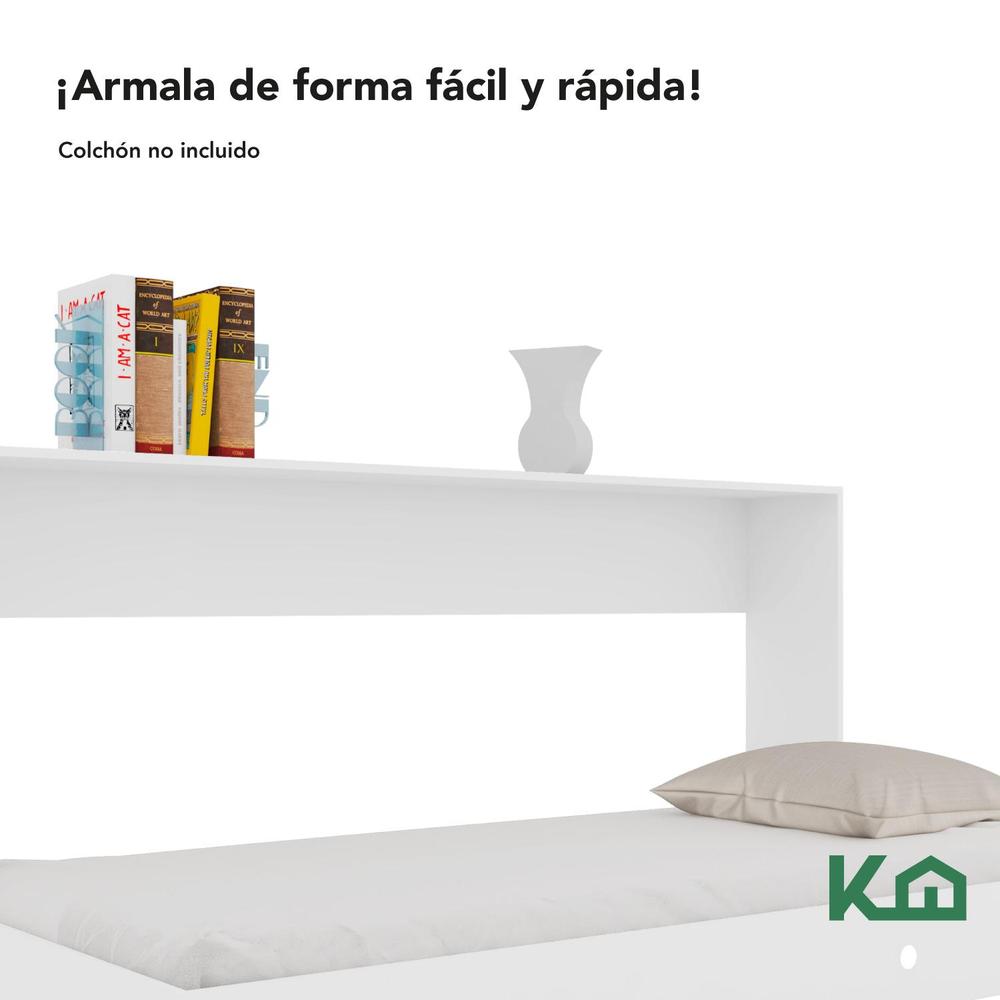 Foto 7 pulgar | Base Cama Individual Abatible Blanca Kingshouse Desmontable