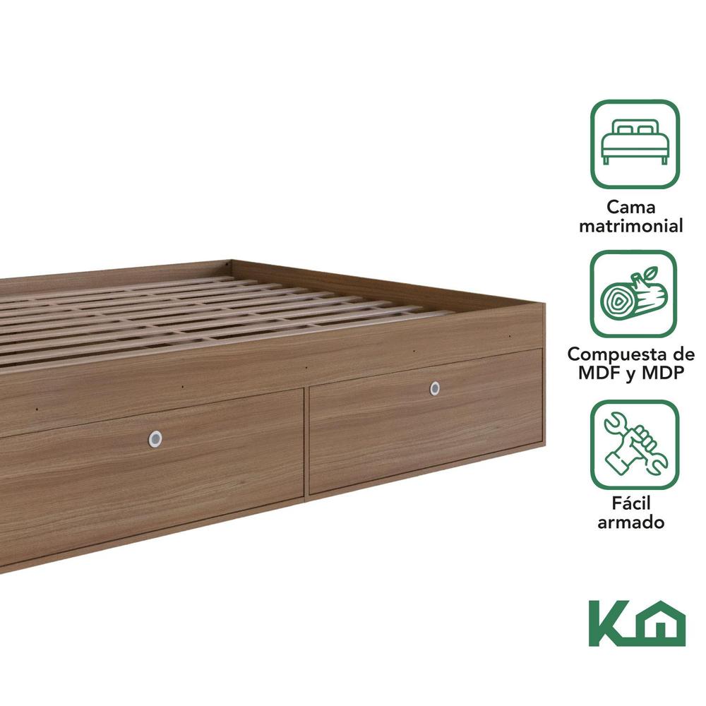 Foto 3 pulgar | Base Cama Matrimonial Con Cajones Compartimientos Kingshouse