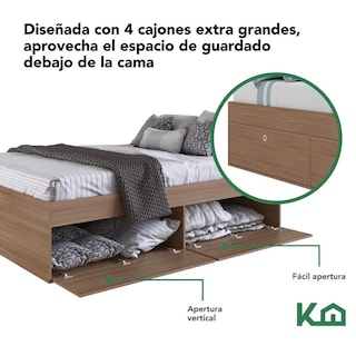 Foto 3 | Base Cama Matrimonial Con Cajones Compartimientos Kingshouse