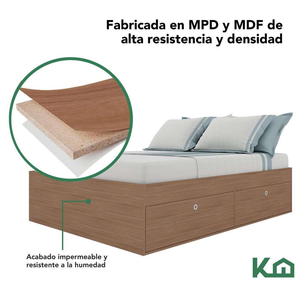 Foto 5 pulgar | Base Cama Matrimonial Con Cajones Compartimientos Kingshouse