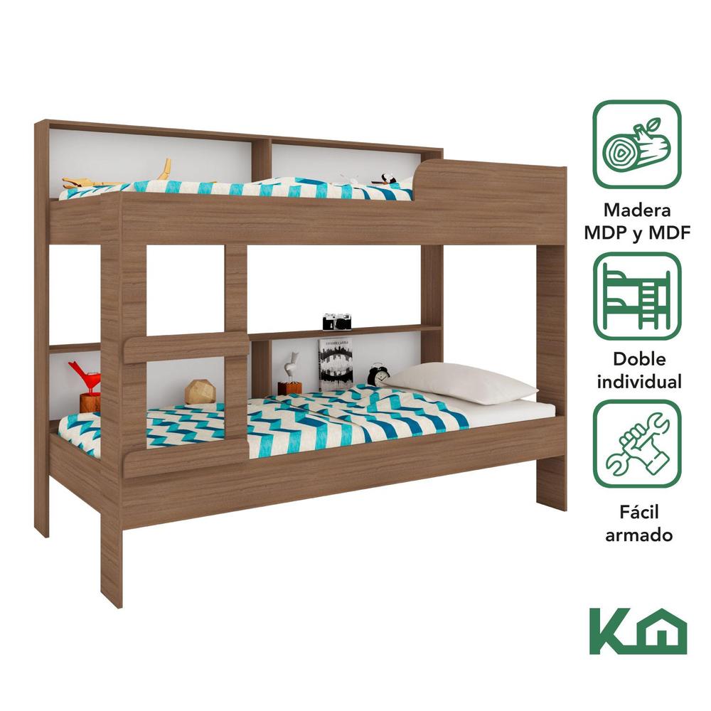 Foto 3 pulgar | Litera Doble Individual Base Cama Con Estante Kingshouse