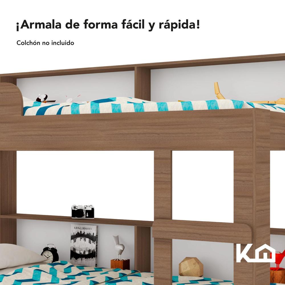 Foto 7 pulgar | Litera Doble Individual Base Cama Con Estante Kingshouse
