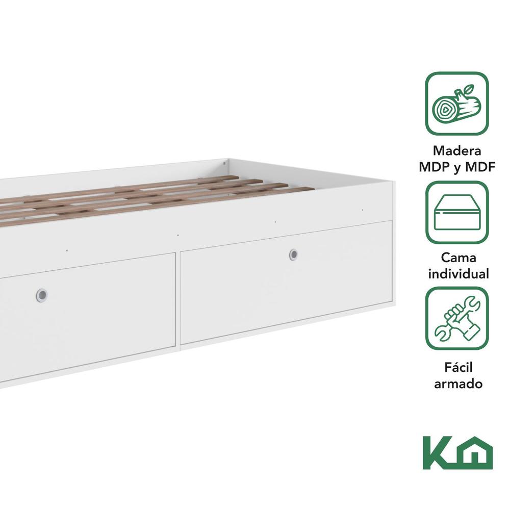 Foto 3 pulgar | Base Cama Individual Con Cajones Kingshouse Recamara