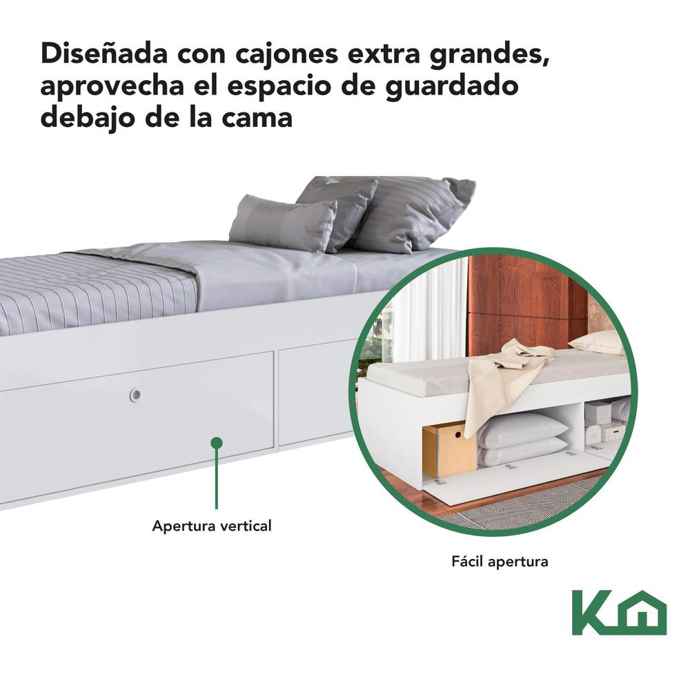 Foto 4 pulgar | Base Cama Individual Con Cajones Kingshouse Recamara