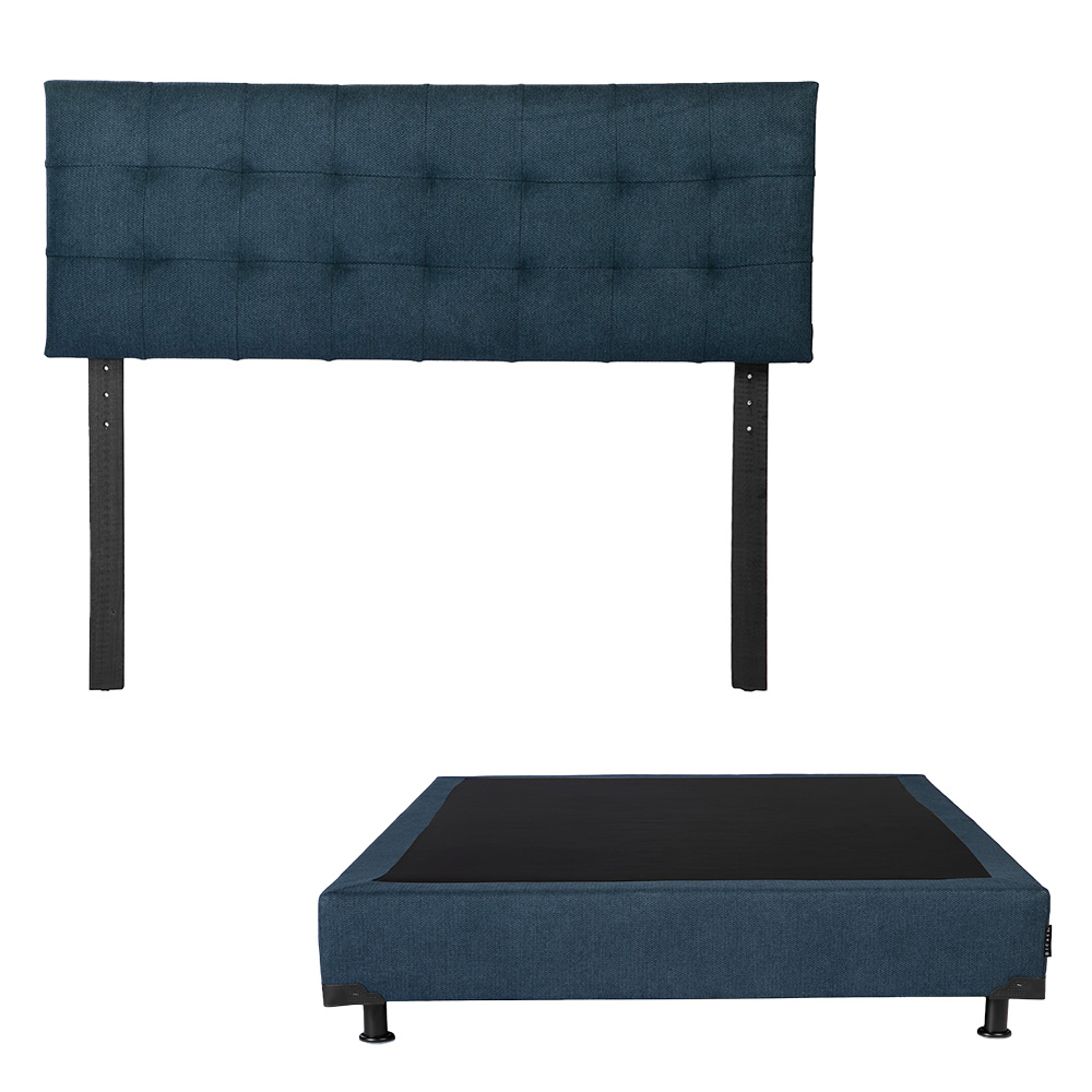 Cabecera Dicasa Catania Color Azul Queen Size + Box Dicasa Color Azul Queen Size