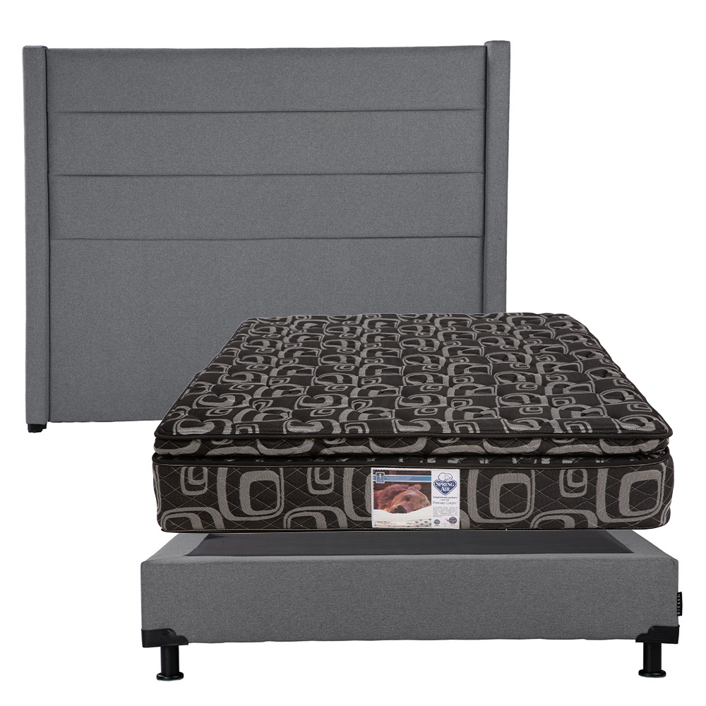 Foto 1 | Cabecera Dicasa Lugo Color Gris Queensize + Box Dicasa  Color Gris Queensize + Colchón Spring Air Morgan