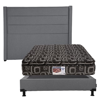 Foto 1 | Cabecera Dicasa Lugo Color Gris Queensize + Box Dicasa Color Gris Queensize + Colchón Spring Air Morgan