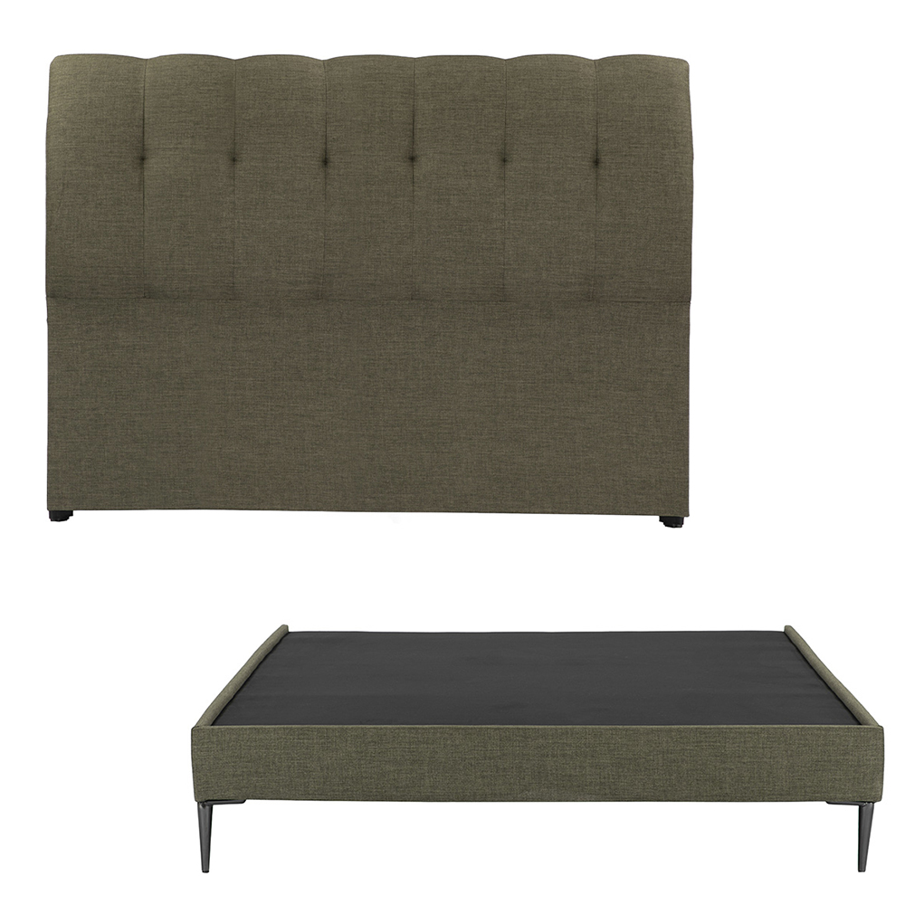 Cabecera Dicasa Nube Color Verde Queen Size + Base Cama Slim Dicasa Color Verde Queen Size