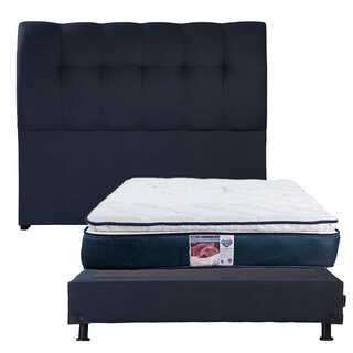 Foto 1 | Cabecera Dicasa Nube Color Azul Queen Size + Box Dicasa Color Azul Queen Size + Colchón Spring Air Monaco