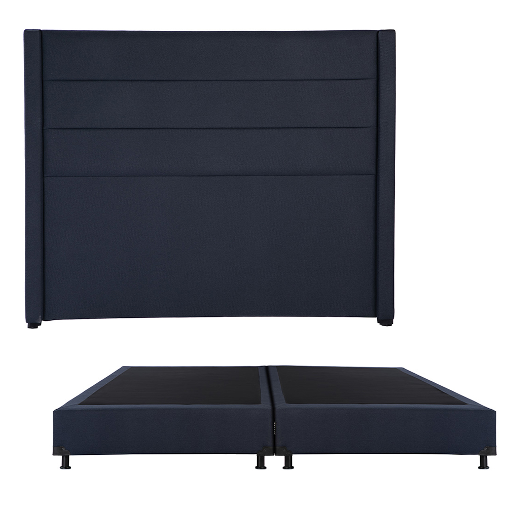 Cabecera Dicasa Lugo Color Azul King Size + Box Dicasa  Color Azul King Size