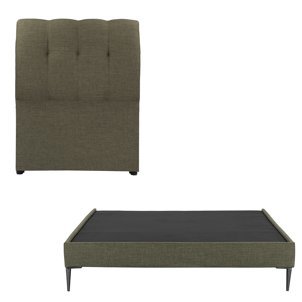 Cabecera Dicasa Nube Color Verde Individual + Base Cama Slim Dicasa Color Verde Individual