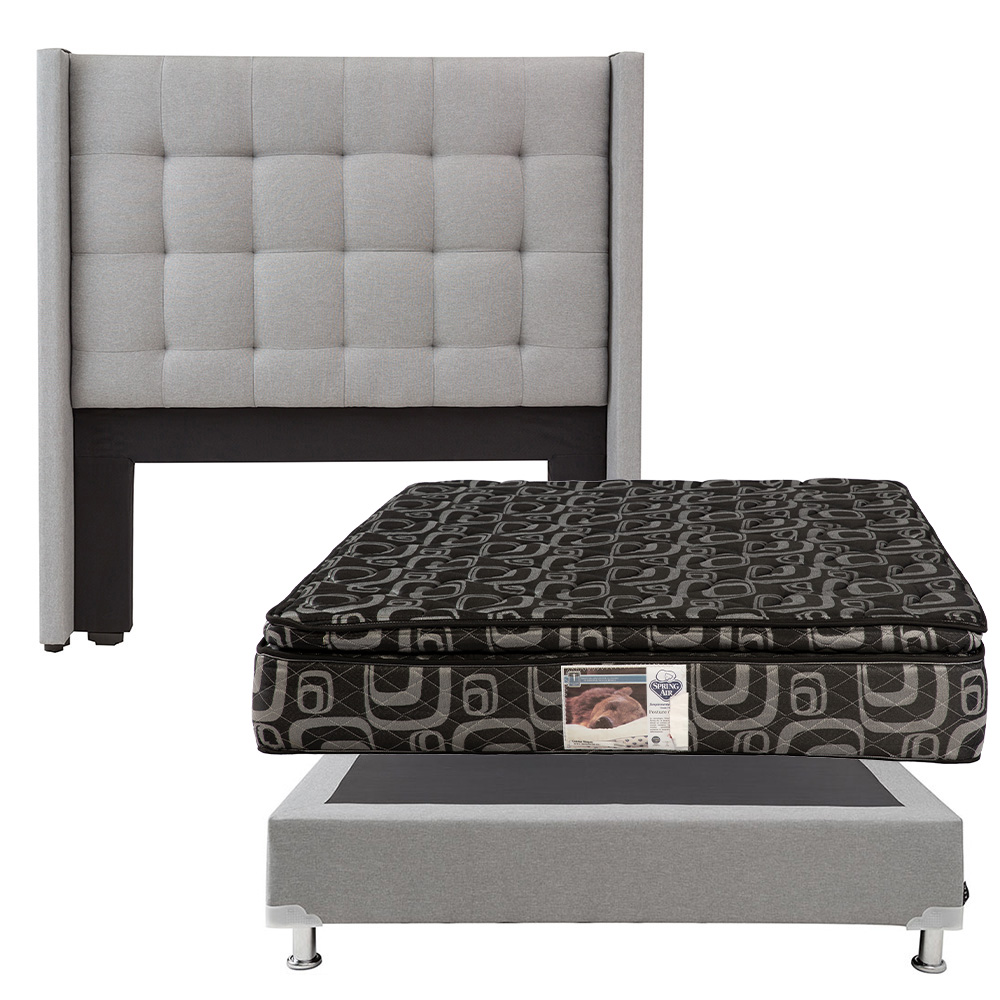 Cabecera Dicasa Titan Color Gris Queen Size + Box Dicasa Titan Color Gris Queen Size + Colchón Spring Air Morgan