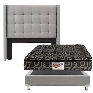 Foto 1 | Cabecera Dicasa Titan Color Gris Queen Size + Box Dicasa Titan Color Gris Queen Size + Colchón Spring Air Morgan