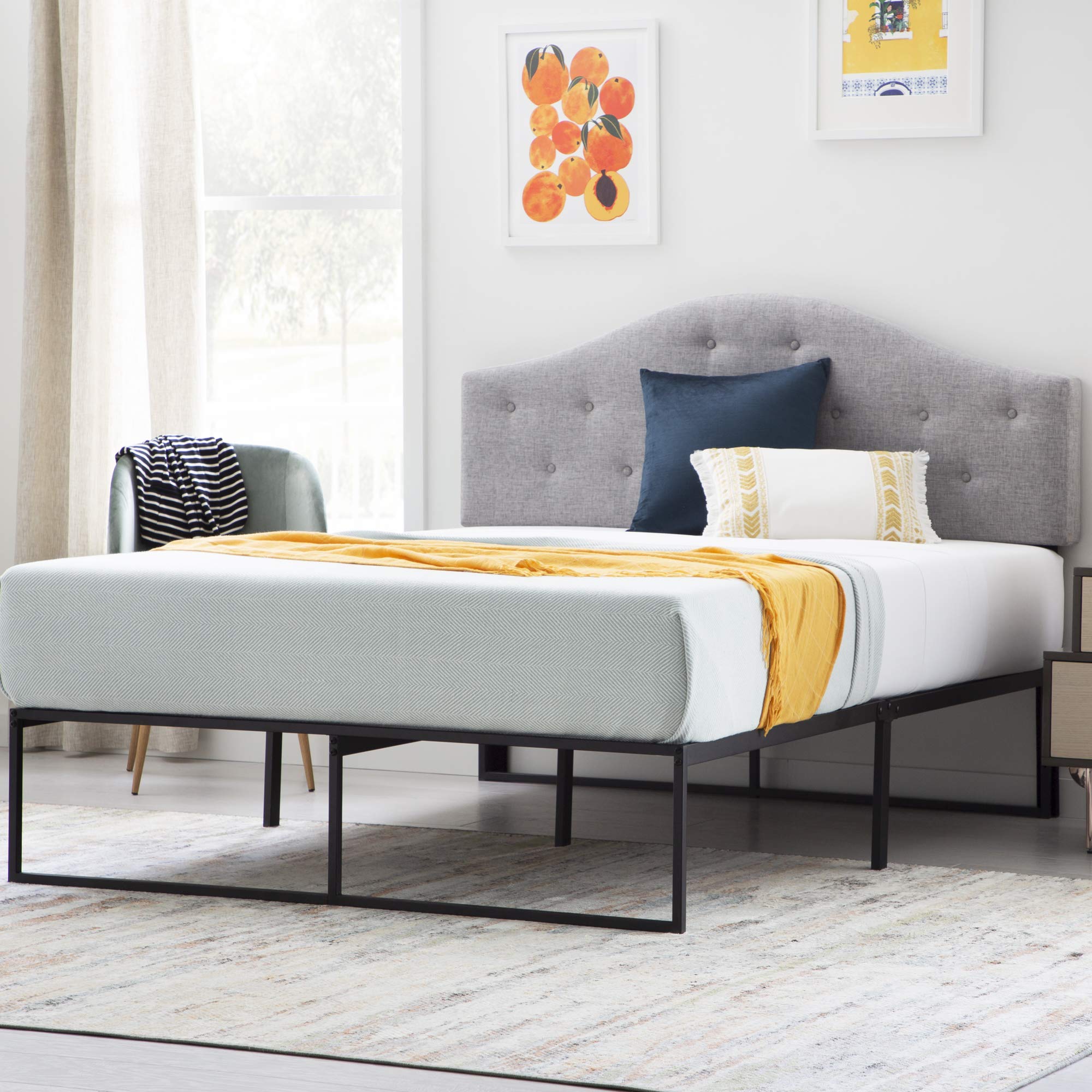 Marco De Cama Con Plataforma Linenspa De Metal Con Almacenamiento, Tamaño Completo - Venta Internacional.
