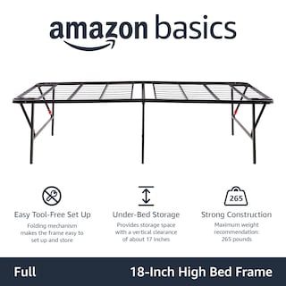 Foto 2 | Somier Con Plataforma Amazon Basics, Plegable, Tamaño Completo, Negro - Venta Internacional.