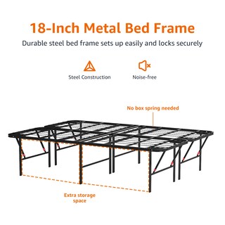 Foto 3 | Somier Con Plataforma Amazon Basics, Plegable, Tamaño Completo, Negro - Venta Internacional.